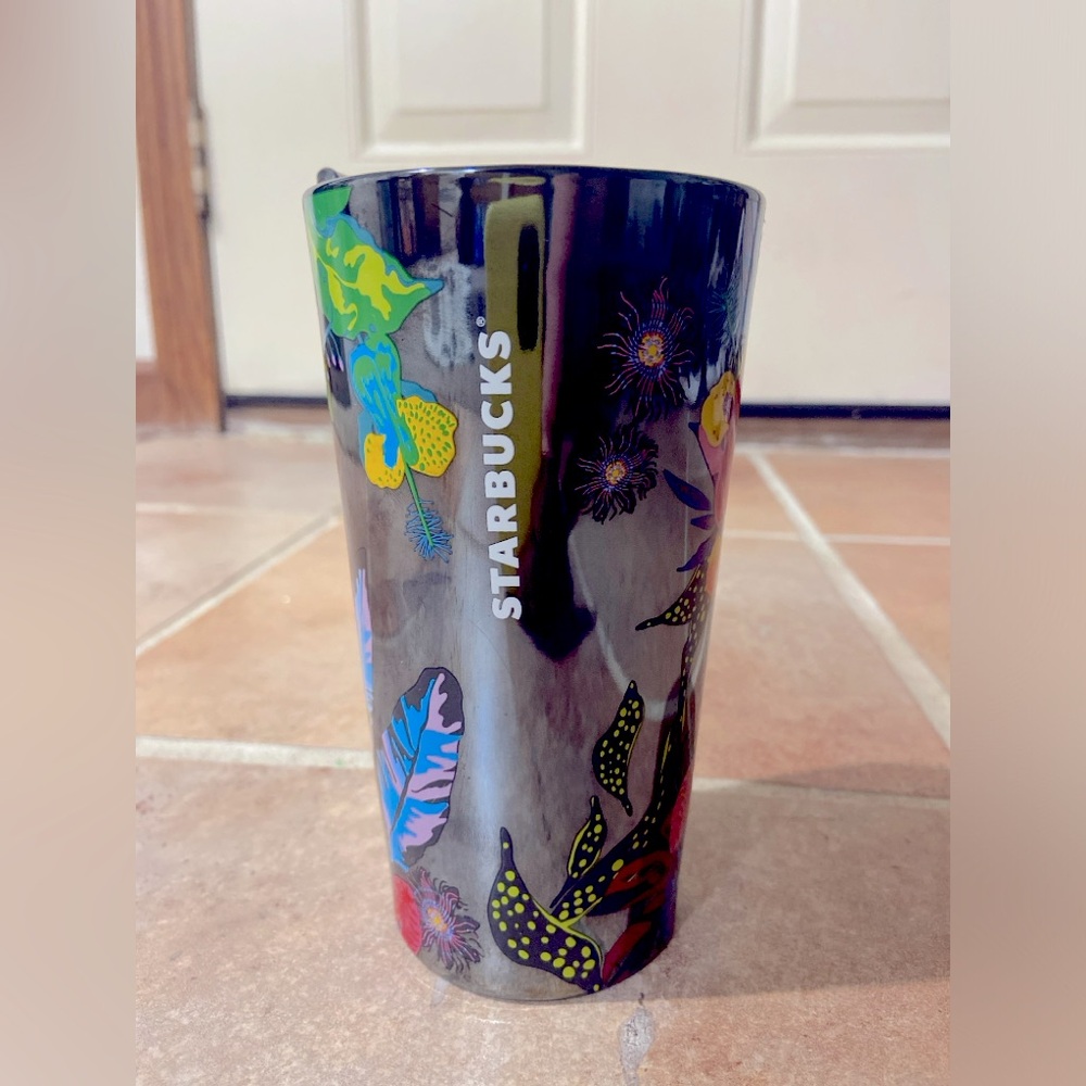 Starbucks 2023 discontinued metallic chrome tropical ceramic tumbler